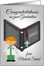 Congratulations to Male, graduation from medical school, religious card