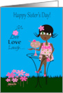 Sister’s Day with a Dark Skinned Woman Enjoying a Large Cocktail card