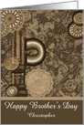 Brother’s Day custom name, old vintage steam punk gears, brown card