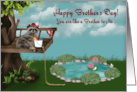 Brother’s Day to like a Brother with a Raccoon Fishing from a Tree card