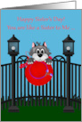 Sister’s Day to Like a Sister with a Cat a on Fence Wearing a Red Hat card