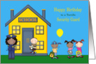 Birthday to School Security Guard, dark-skinned woman, children card