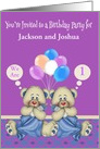 Invitations to Birthday Party for twin boys, custom name and age card