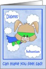 Encouragement for boy with Diabetes, custom name, Superhero bunny card