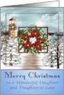 Christmas to Daughter and Daughter in Law Snowy Lighthouse Scene card