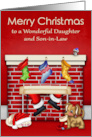 Christmas to Daughter and Son in Law Animals Waiting on Santa Claus card