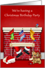 Invitations to Christmas Birthday Party, general, animals, Santa Claus card