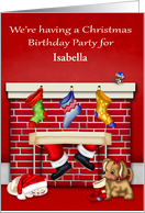 Invitations to Christmas Birthday Party, custom name, Santa Claus card