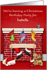 Invitations to Christmas Birthday Party, custom name, Santa Claus card