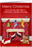Christmas, business custom name, animals waiting on Santa Claus card