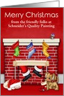 Christmas, business custom name, animals waiting on Santa Claus card