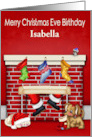 Birthday on Christmas Eve Custom Name with Animals Waiting on Santa card