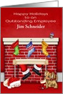 Happy Holidays to Employee, custom name, animals, Santa Claus card