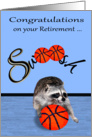 Congratulations on retirement, coach, raccoon playing basketball card