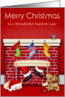 Christmas to Aunt-in-Law, animals waiting on Santa Claus, stockings card