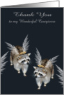 Thank You to caregivers, general, raccoons with wings and halos card