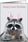 Birthday on Easter Card with a Cute Raccoon Wearing Bunny Ears card