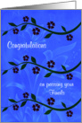Congratulations, passing finals, general, long stems of flowers, blue card