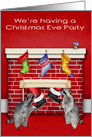 Invitations to Christmas Eve Party with Raccoons and Santa Claus card
