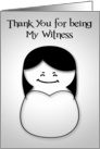 Thank you for being my witness, wedding, bride, silhouettes, heart card