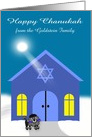 Chanukah Custom Name with a Black Toy Poddle Wearing a Yarmulke card