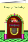 Birthday, general, colorful jukebox on yellow and green, square card