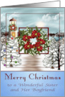 Christmas to Sister and Boyfriend with a Snowy Lighthouse Scene card