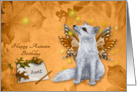 Birthday in Autumn/Fall to Aunt, beautiful mystical fox with wings card