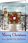 Christmas to Ex Girlfriend, snowy lighthouse scene with a wreath card