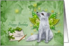 Birthday to Step Daughter, a beautiful mystical fox with wings, green card