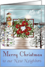 Christmas to New Neighbors with a Lighthouse Scene and a Wreath card