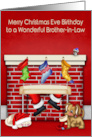 Birthday on Christmas Eve to Brother in Law Animals and Santa Claus card