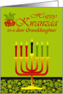 Kwanzaa to Granddaughter, Kinara with seven candles on flowers card