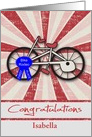 Congratulations on 1st Place, Bike Rodeo, custom name, red starburst card