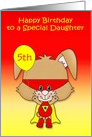 Birthday to Daughter, custom age, super bunny with a mask with balloon card