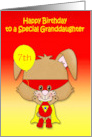 Birthday to Granddaughter Custom Age with a Super Bunny and Mask card