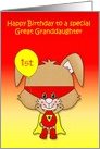 Birthday to Great Granddaughter, custom age, super bunny with mask card
