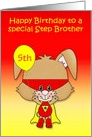 Birthday to Step Brother, custom age, super bunny with a mask card