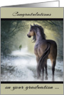 Congratulations, graduation from drug court, female silhouette, horse card