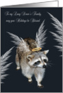 Christmas to Lung Donor’s Family, raccoon with wings and halo card