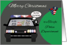 Christmas to Police Department, general, raccoons in a police car card