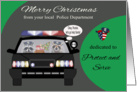 Christmas from Police Department, general, raccoons in police car card