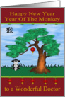 Chinese New Year, year of the monkey to Doctor, monkey, stethoscope card