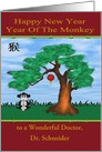 Chinese New Year, year of the monkey to Doctor, custom name card