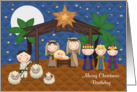 Birthday on Christmas, general, Nativity Scene with Baby Jesus card