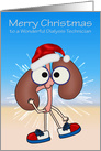 Christmas to Dialysis Technician with a Kidney Wearing a Santa Hat card