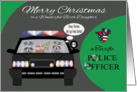 Christmas to Birth Daughter, adorable raccoons in a police car card