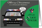 Christmas to Godfather, adorable raccoons in a police car with badge card