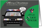 Christmas to Great Granddaughter, adorable raccoons in a police car card