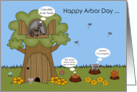 Arbor Day, general, plant trees theme with raccoons and other wildlife card